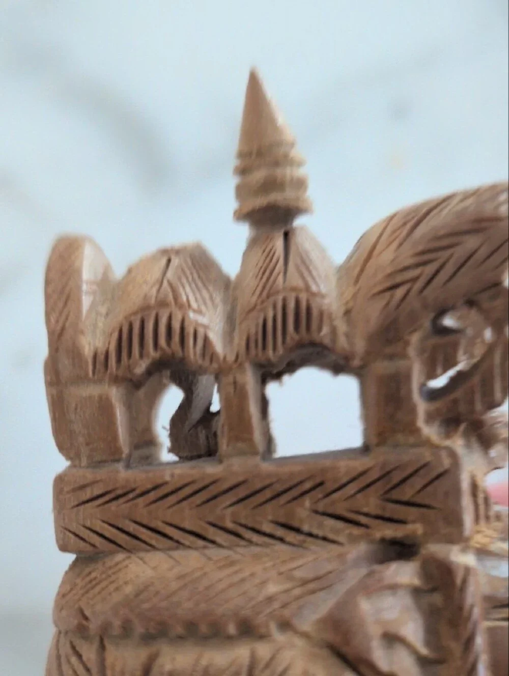 Hand-Carved Wooden Elephant Accent - Brown